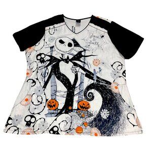 Disney Tim Burton The Nightmare Before Christmas Scrub Top Women Size XL
